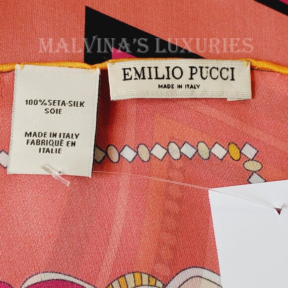 EMILIO PUCCI SCARF PRINT CHIFFON SILK SIGNATURE LOGO SQUARE SCARF 34\
